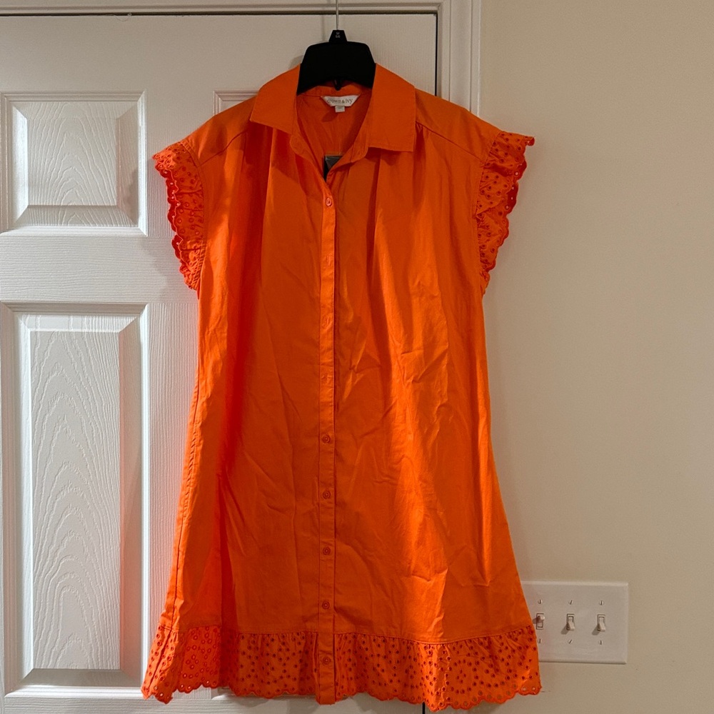 Orange Lace Trim Women's Top